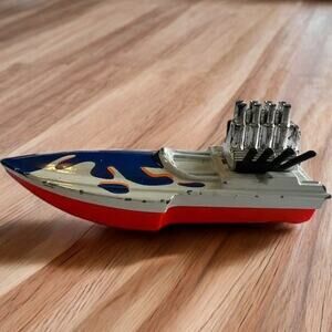 Vintage 1975 Matchbox Seafire Speedboat with Flame Decals, Red & White